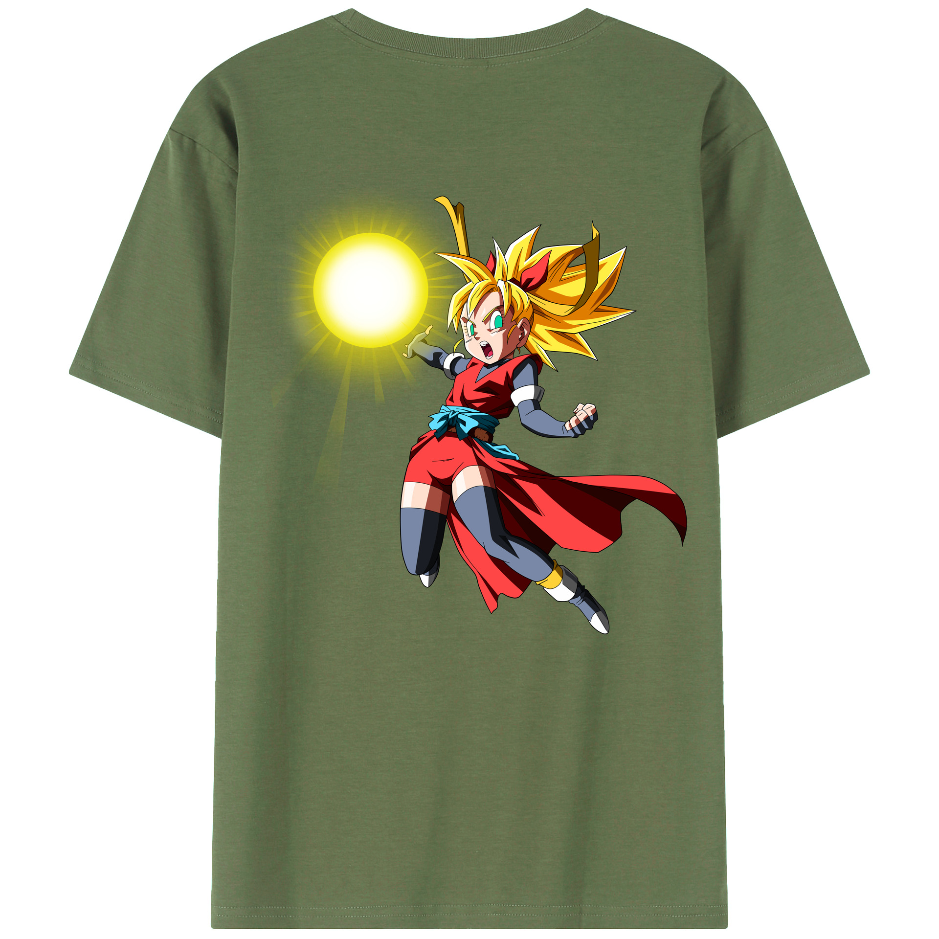 （画像用） ドラゴンボール カリフラ DRAGON BALL Caulifla 綿100％ メンズ半袖Tシャツ（バックプリント） 通気性